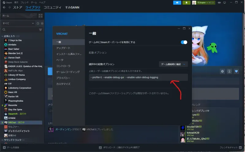 Steam起動オプションの設定